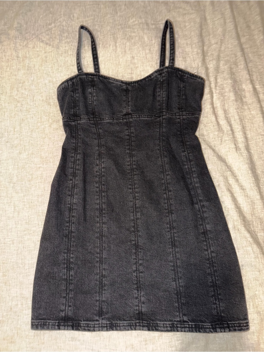 Hollister Social Tourist Washed Black Denim Corset Mini Dress M NWT